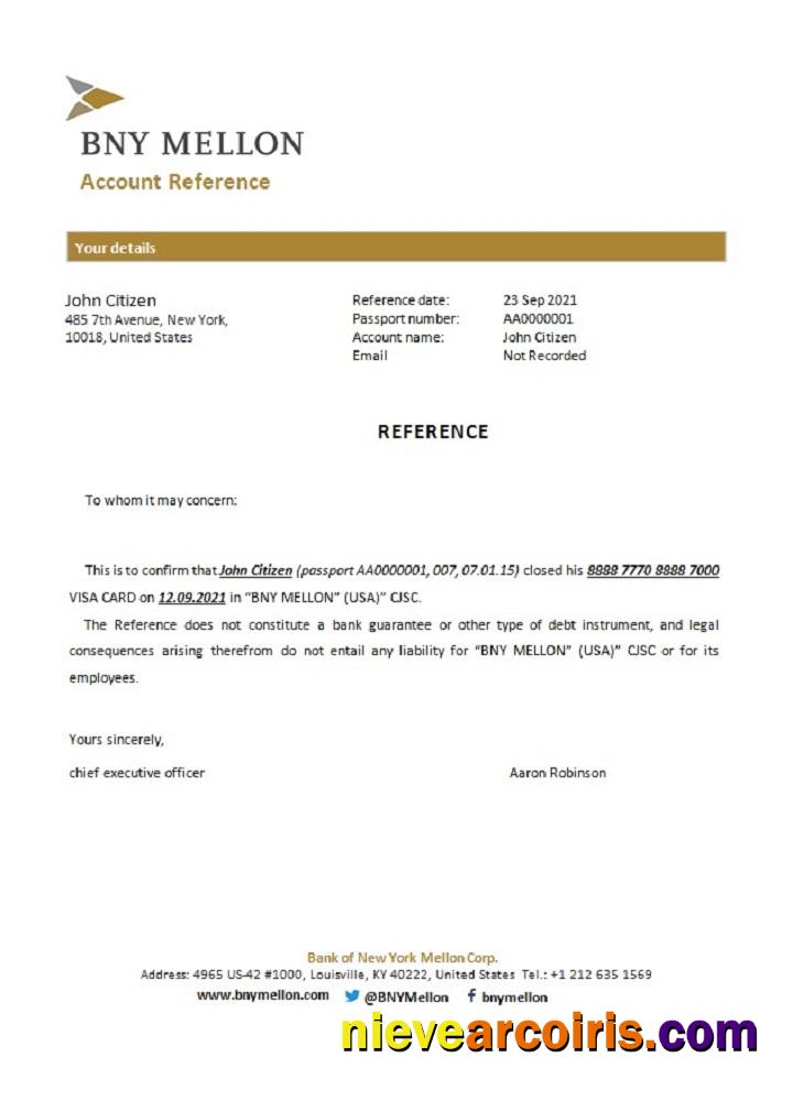 USA BNY Mellon closure reference